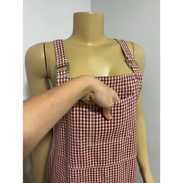 Mountain Lake Casuals Red Gingham Cotton Pinafore Overall Dress Womens Medium - Image 3