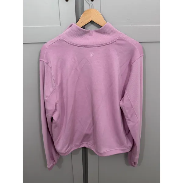 Spyder Womens Orchid Pink Quarter Zip Pullover Ribbed Trim Kangaroo Pocket Large - Image 2