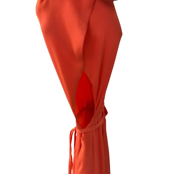 Rebecca Minkoff Wrap Midi Dress Orange‎ Size XS Sleeveless Open Sides C8-0 - Image 7