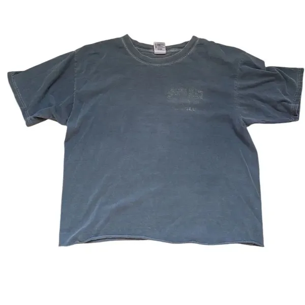 Vintage Faded Mission Beach San Diego Blue Tshirt Medium Cropped - Image 4