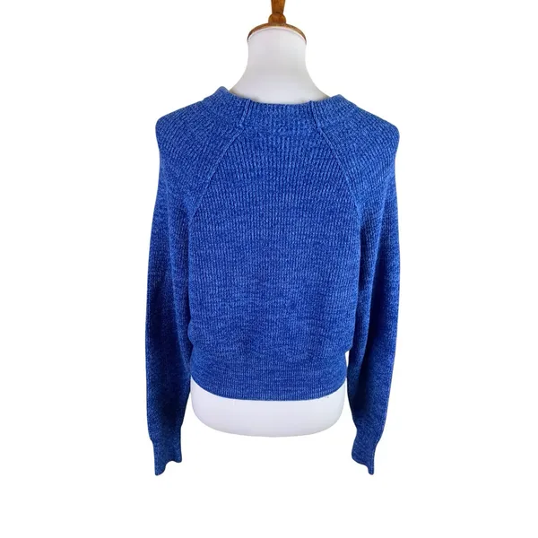 Free People Too Good Blue Knit Sweater Slouchy Boho Coastal XS OB910473 - Image 3