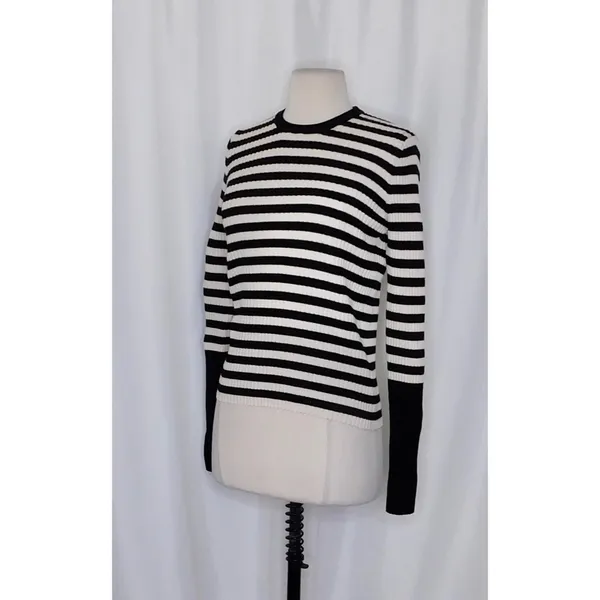 ATM Anthony Thomas Melillo Striped Ribbed Knit Merino Wool Sweater Large - Image 5