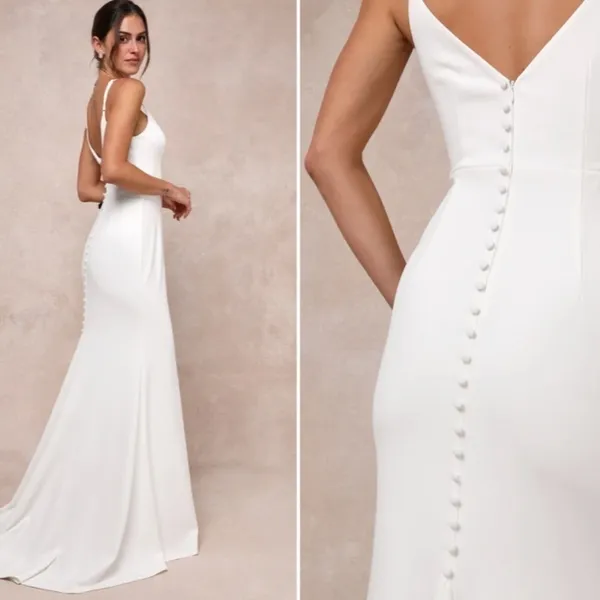 LULU's Bridal Wedding Chic Modern Sexy Elegant Minimalist Mermaid Trumpet Gown - Image 3
