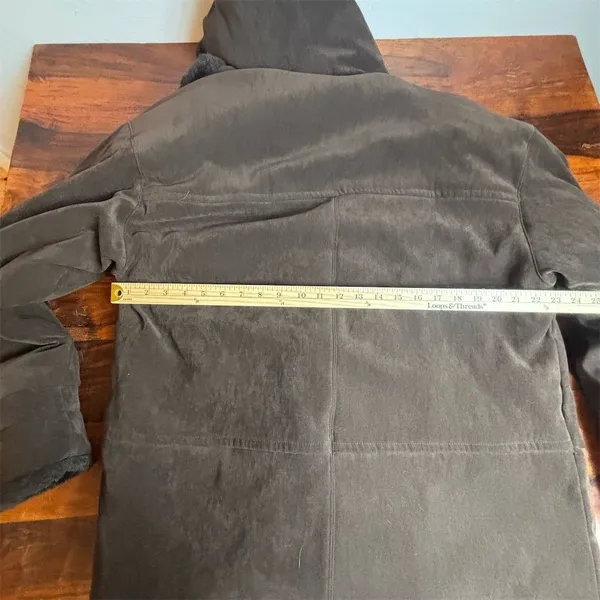 Vintage Talbots‎ Women's Brown Hooded Faux Fur Lined Faux Suede Jacket M - Image 7