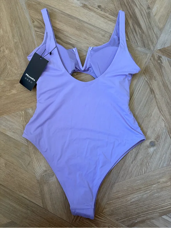 Meyeeka Purple Cutout One Piece Swimsuit Size Medium Neutral Beach Vacation - Image 2