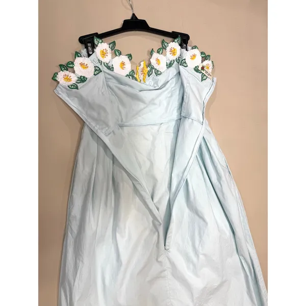 Fanm Mon Lorr blue Strapless Embroidered Floral Dress Small - Image 10