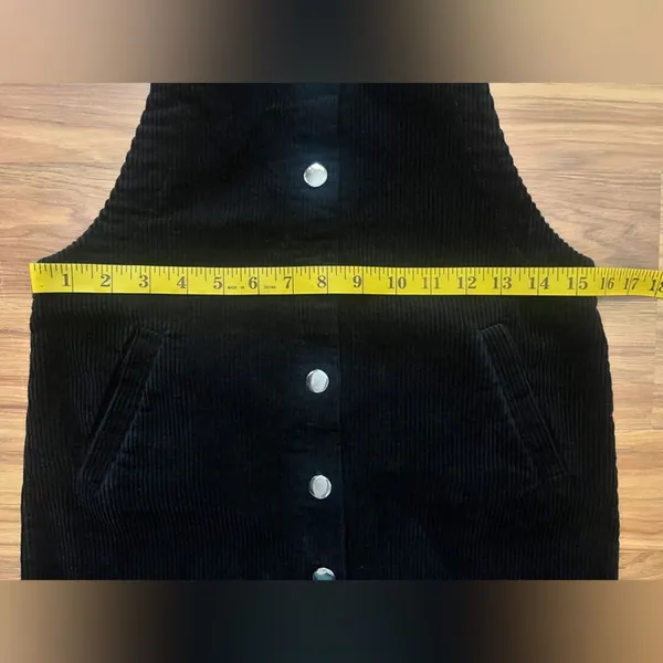 Mi Ami black corduroy overall dress with pockets Size XS - Image 3