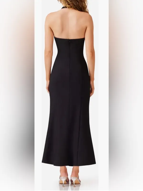 NEW ELLIATT Selena Sleeveless halter Midi Black Dress sz M - Image 2