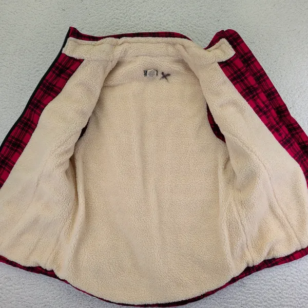 Duluth TRADING Womens Small Sherpa Lined‎ Plaid Vest Red Black Zip Up Quilted - Image 7