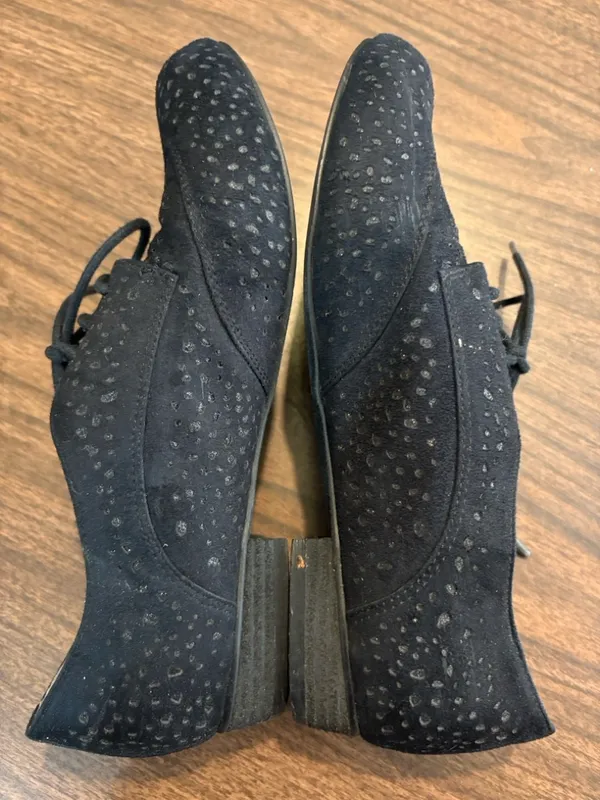 Not Rated VINTAGE Size 7 Fascination Black Suede Lace Up Oxford Brogues Flats - Image 3