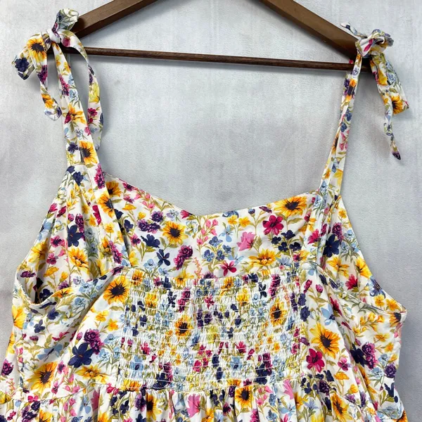 Old Navy Women Floral Cami Dress Size 2X Sleeveless Tie Strap Ruffle Hem Cottage - Image 7