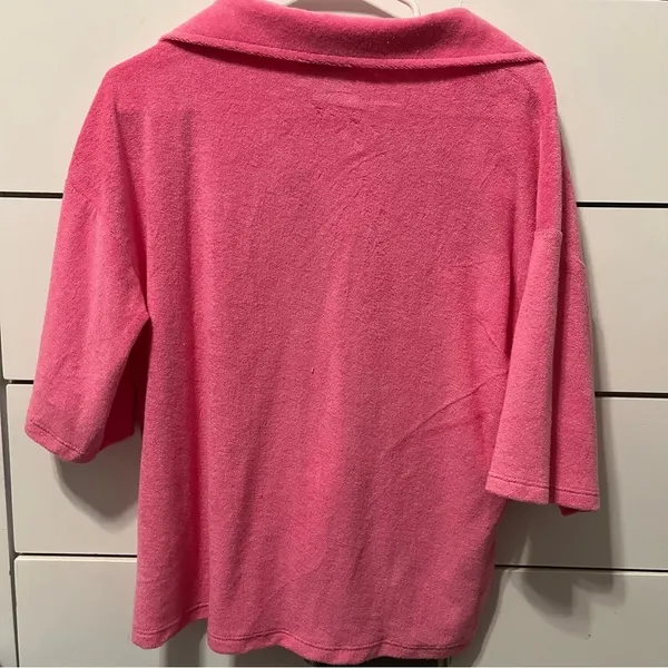 Elan Tabitha Pink Terry Cloth Top - Image 3