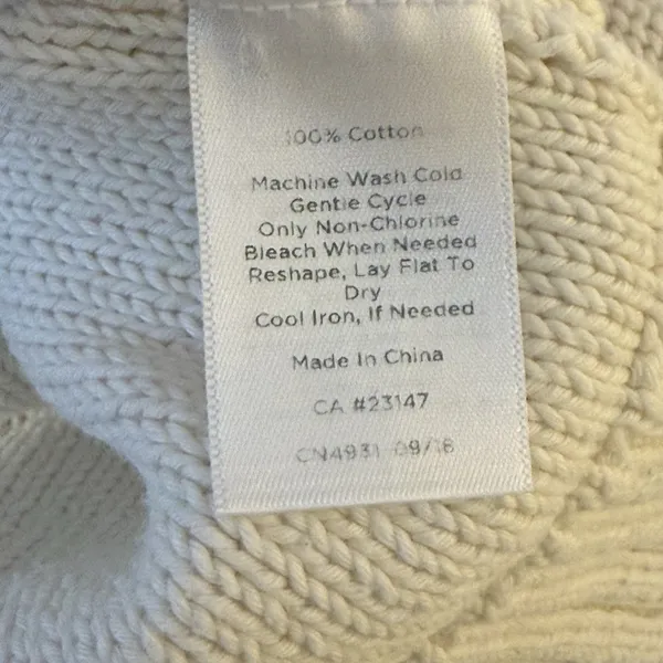 Talbots Cream Cable Ribbed-Yoke‎ Sweater Large Petite Anchor Coastal Nautical - Image 7