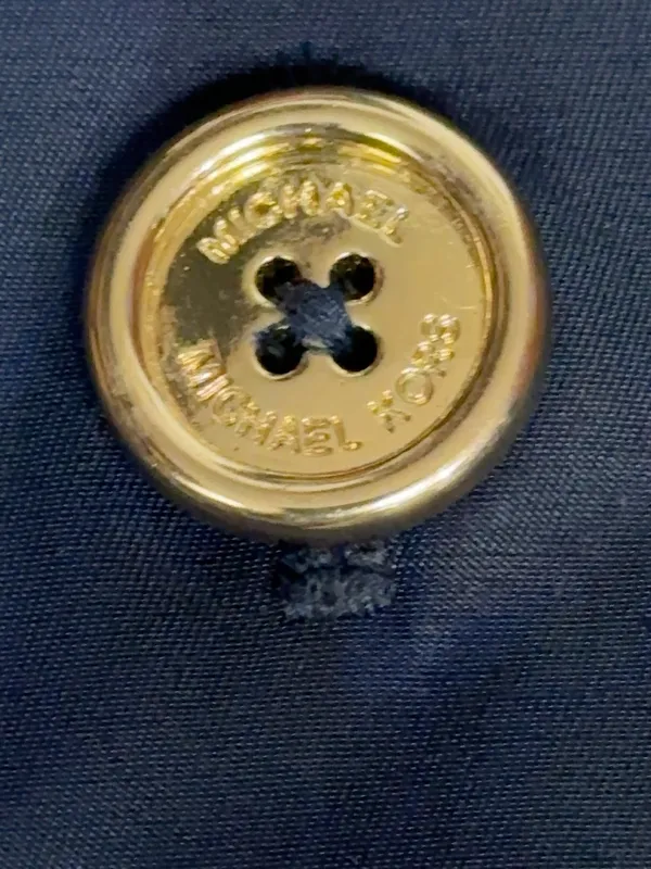 Michael Michael Kors Navy Blue Trench Coat Gold Buttons Women’s Size L - Image 12