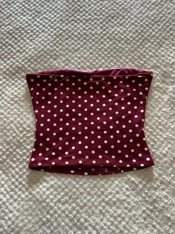 Polka dot tube top Red - Image 2