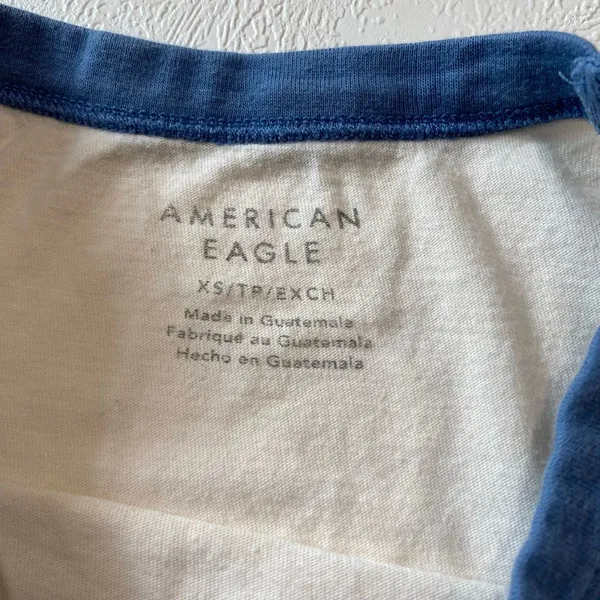 American Eagle XS West Coast 77 Graphic Ringer Tee Y2K Coastal Baby Tee - Image 4