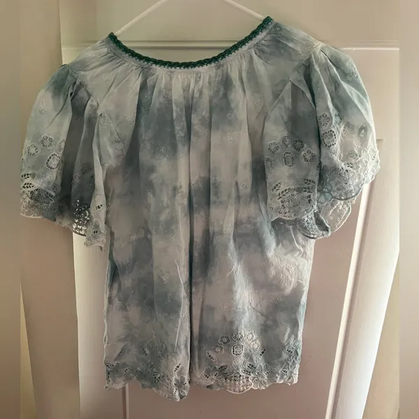 Green and White Blouse Size S Tags Have Been Cut Out - Image 3