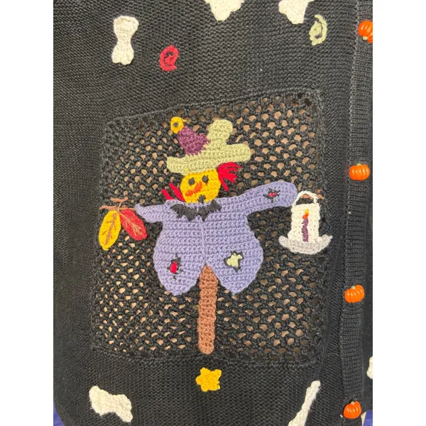 Vintage Karen Scott Halloween Sweater Vest Hand Embroidered Ghost Pumpkin Witch - Image 12