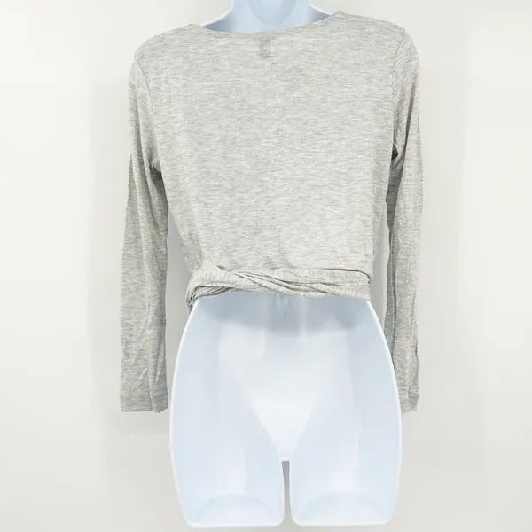 NWT J.Crew Womens‎ Tie Front Crewneck Long Sleeve Tee Top Size S Heathered Gray - Image 8