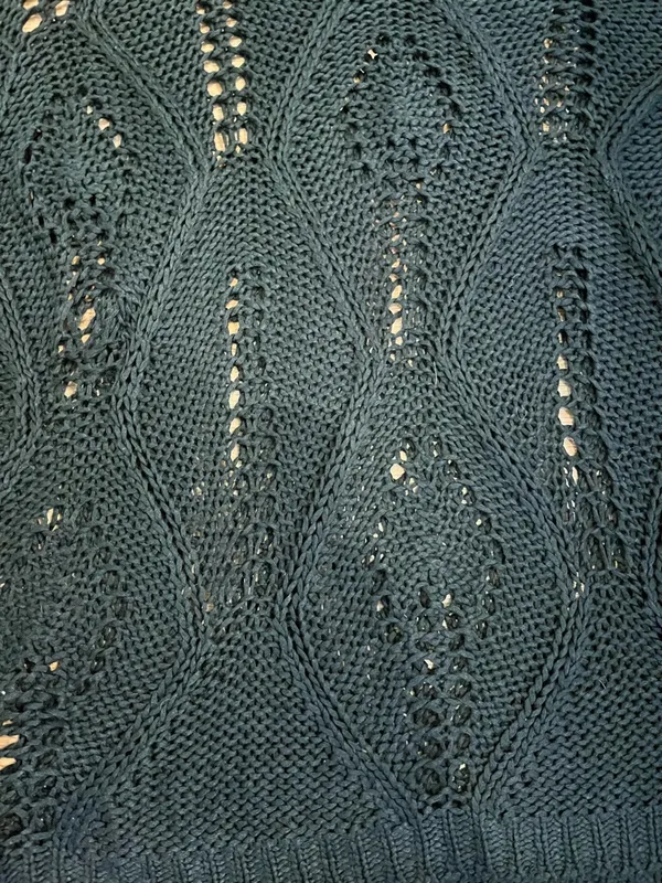 Open-Knit Scoop Neck Sweater in Black - Image 2