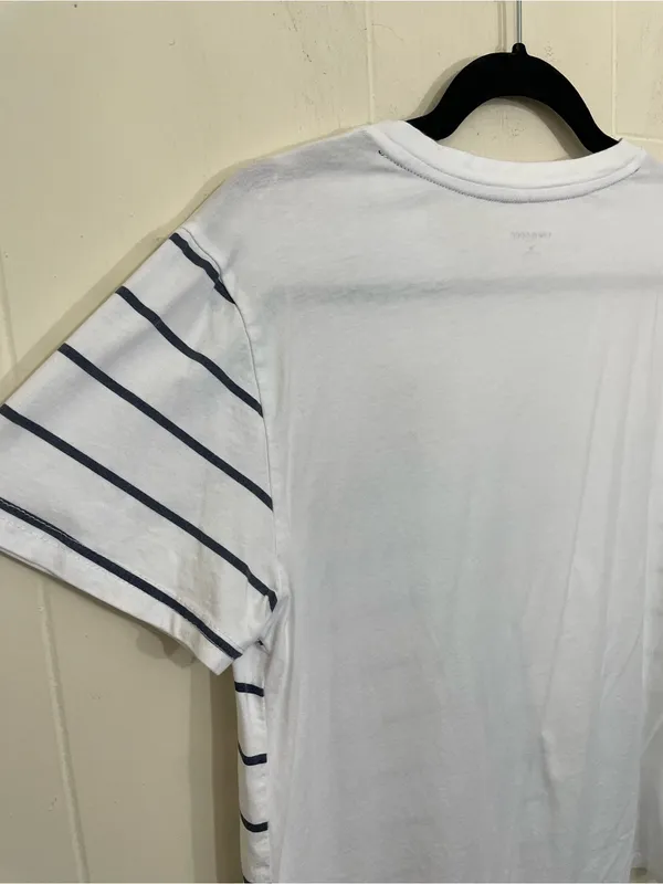 Life Is Good Sleep Tee Shirt Size M White Blue Stripe Short Sleeve Cotton Rayon - Image 5