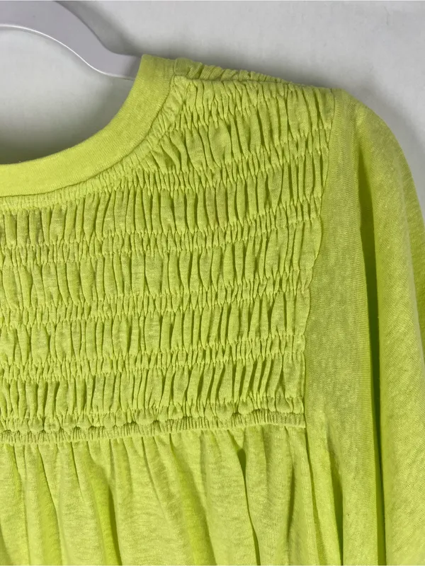 Hudson Gray Lime Linen Blend Smocked Flutter‎ Sleeve Top Size M NWT - Image 11