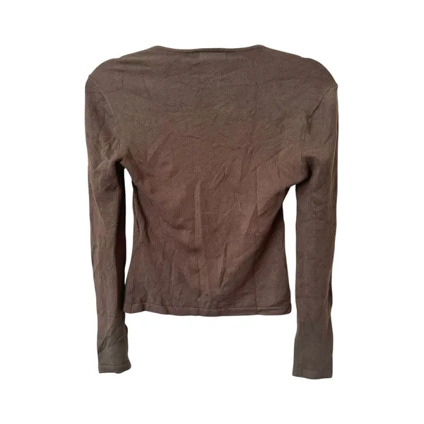 AVEC LES FILLES‎ Knit Scoop Neck Top Brown Small - Image 3