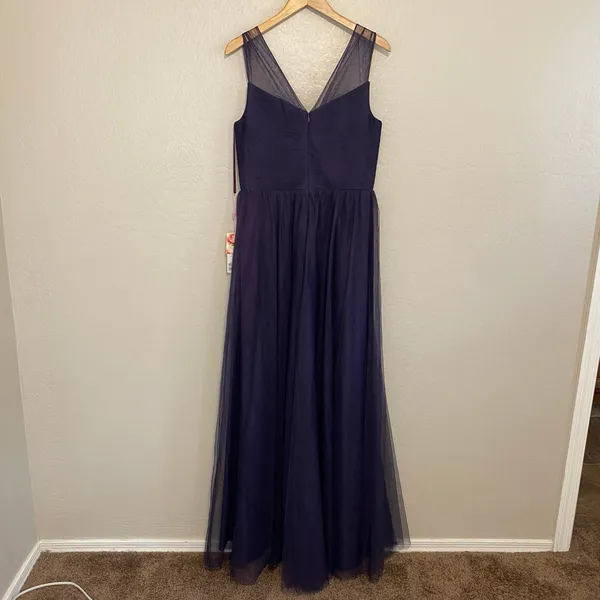 Unique Vintage Maxi Dress Sz 10 Formal Occasion Dark Plum Mesh Sweetheart - Image 5