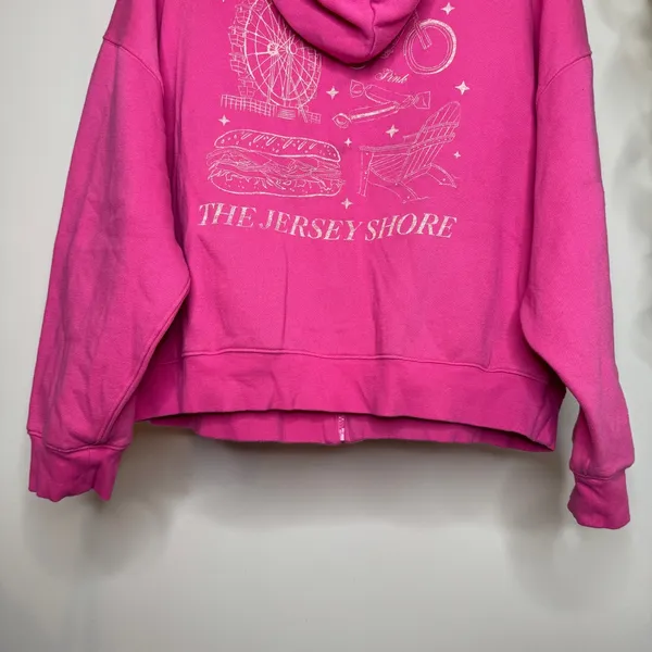 VS Pink Ivy Campus Fleece Full Zip Hoodie Jersey Shore Graphic size XL - Image 9