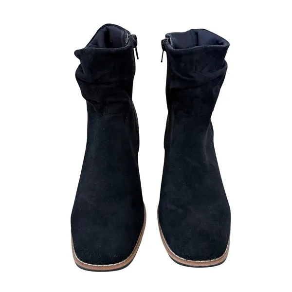 Steve Madden Black Microsuede Slouchy Ankle Boots Block Heel Size 4 NEW - Image 3