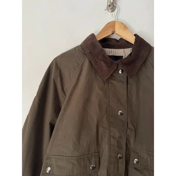 NWD Madewell The Billie Short Jacket Trench Green Barn Coat Women’s XL - Image 6
