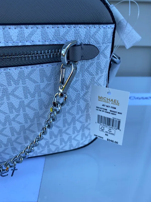 Michael Kors Jet set Item Large EW Zip Chain Crossbody - Bright White - Image 7