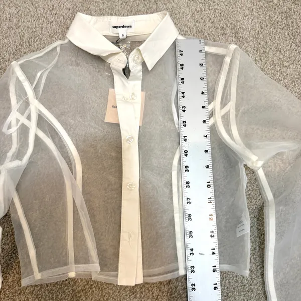Superdown S Helena sheer button front crop top blouse TLS1 3658 - Image 5