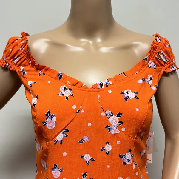 NWT Free People Orange Mini Dress with open back size S - Image 4
