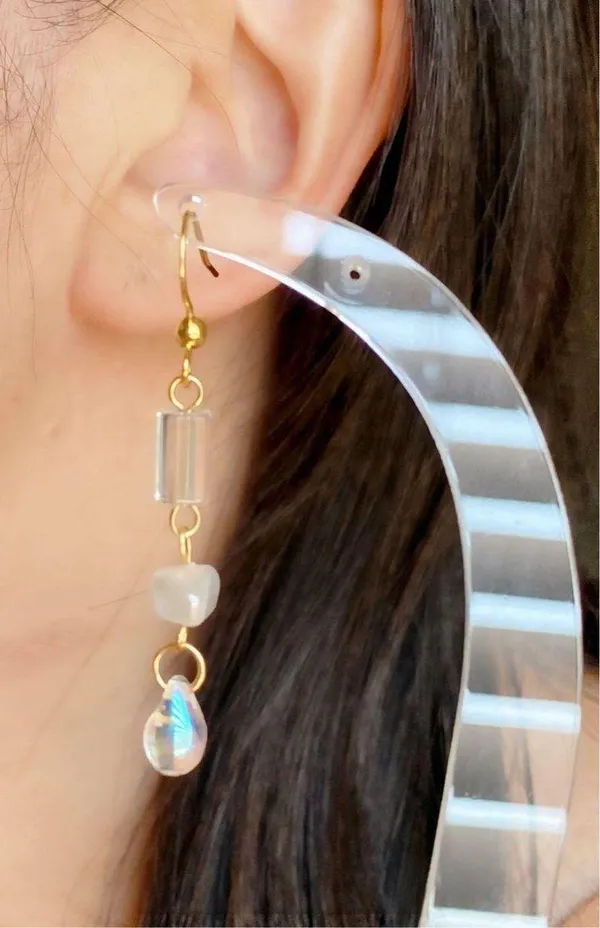 Handmade gold stainless chain cute unique chic fairy style dangle earrings🩵 - Image 6
