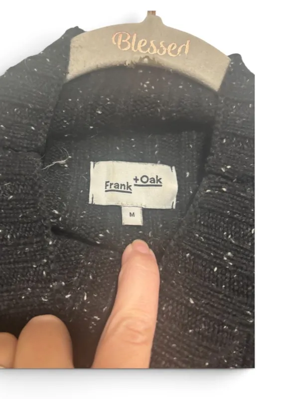 Frank And Oak Black Ribbed Cropped Wool Blend Sweater – Size Medium - Image 4