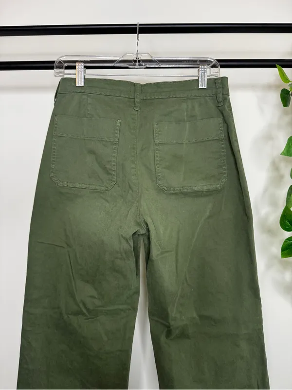 J. Crew Green Sailor Slim Wide Leg Chino Pant Cropped size 27T Tall Inseam BY638 - Image 7
