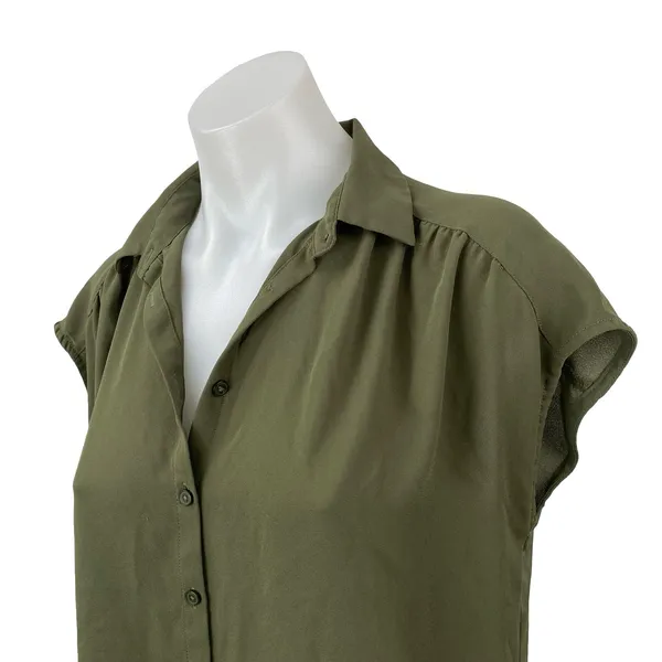 Ann Taylor LOFT Women's Green Short Sleeve Button Down Blouse Shirt Top Size XS - Image 2