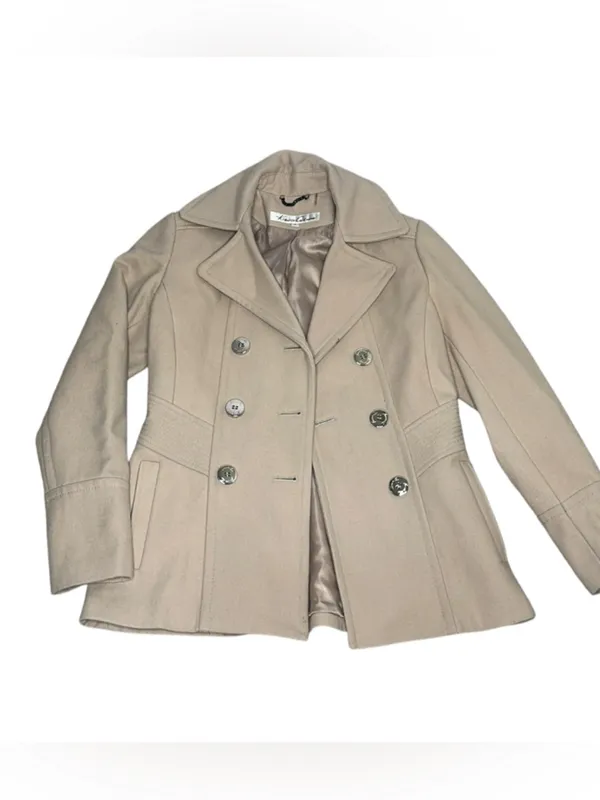 Kenneth Cole Double Breasted Peacoat Tan Excellent Size 4 - Image 2