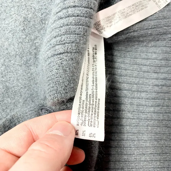 Zara Soft‎ Knit Cardigan Womens Size S Charcoal Grey Wool Blend V-Neck Cropped - Image 8
