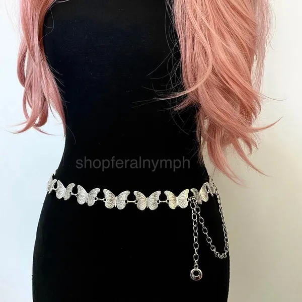 Silver Y2K Butterfly Fairycore Chain Belt, Fits 23-41.5 Inches, X7GA1276 - Image 4