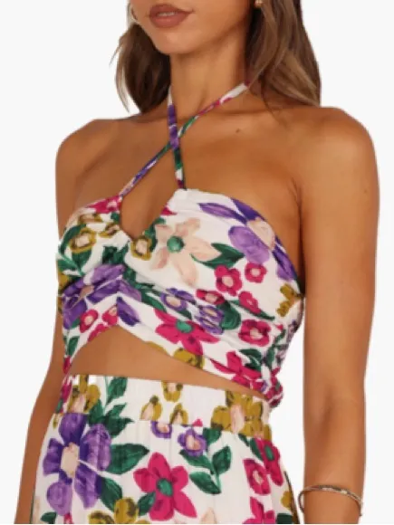 Petal & Pup Kari Halter Crop Top & Maxi Skirt, Floral, Size XL, NWOT Display - Image 3