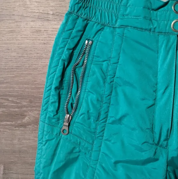 Kaelin Ski 24k Gold Collection Vintage 80's Turquoise Blue Ski Pants Size 8 - Image 3