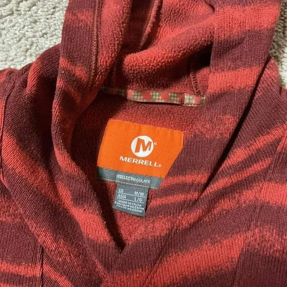 Merrell Women's Granola Girl Striped Fleece‎ Hoodie Pullover Pocket Casual Sz M - Image 3
