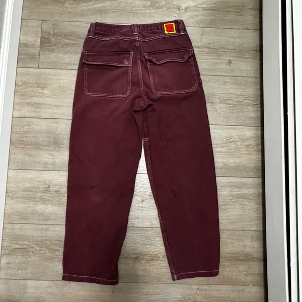 Empyre‎ Loose Fit Skate Pants Burgundy Double Knee Workwear Jeans Womens 28 y2k - Image 6