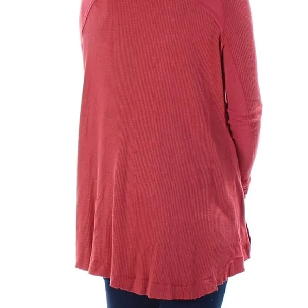 EUC FREE PEOPLE We The Free Malibu Waffle Knit Thermal in Washed Red - Size S - Image 3