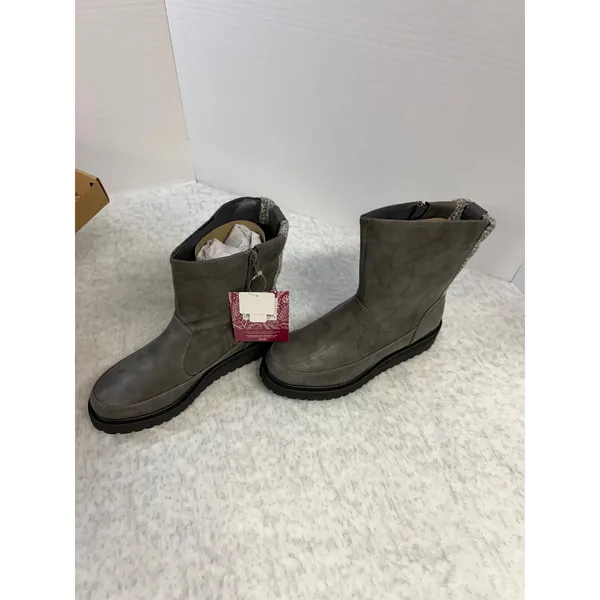 Muk Luks Womens Grey Mid-Calf Boots Knit Back Lug Sole Size 7 1000173-020‎ - Image 6