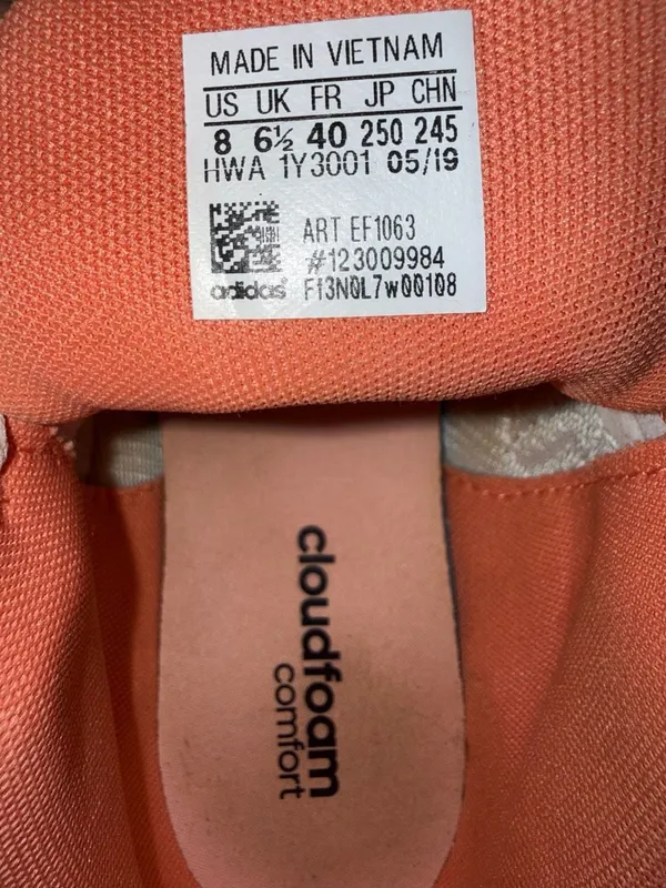 Adidas QT Racer 2.0 Cloudfoam Sneakers Pink White Size 8 - Image 5