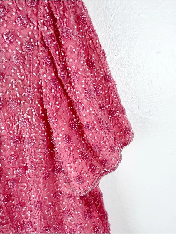 ADRIANNA PAPELL 100% Silk 2 Piece Beaded Shoulder Padded Top Maxi Skirt Size 16 - Image 12