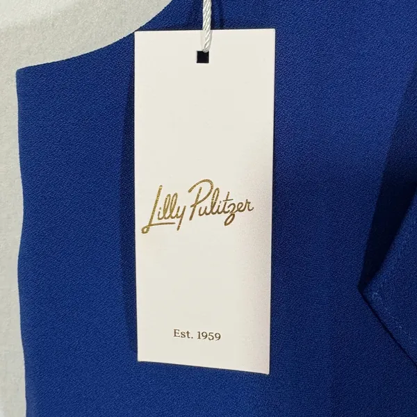 Lilly Pulitzer Alaric Maxi Dress Blue Med Halter Bow Back 017058 Size 0 - Image 7